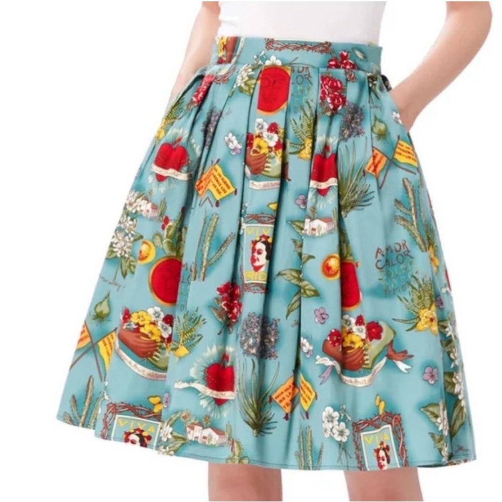 Amor Dalor Turquoise Frida Fiesta
Kahlo Midi Skirt Pockets Sz Large